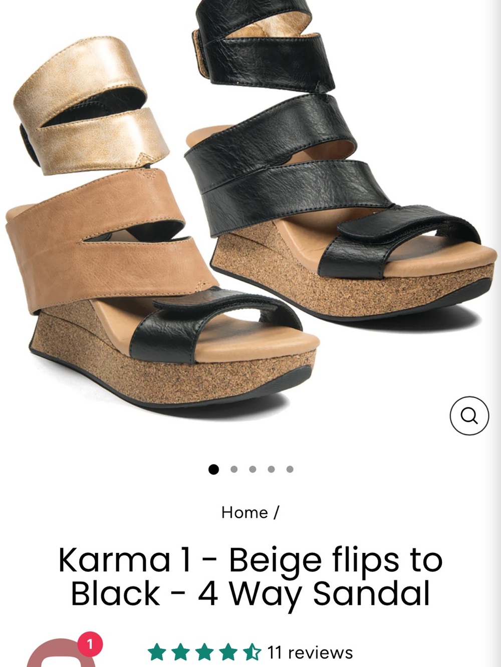 Karma 1 Beige/Black 4-Way Wedge Sandal